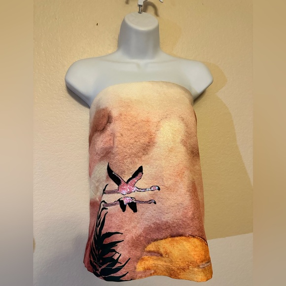 Kloset Red Carpet Artsy Abstract Print  strapless Top Sz 0-2 Bra insert  NEW - Picture 4 of 11